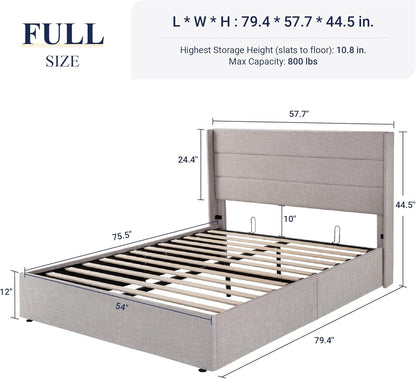 Elegant Lift-Up Storage Bed