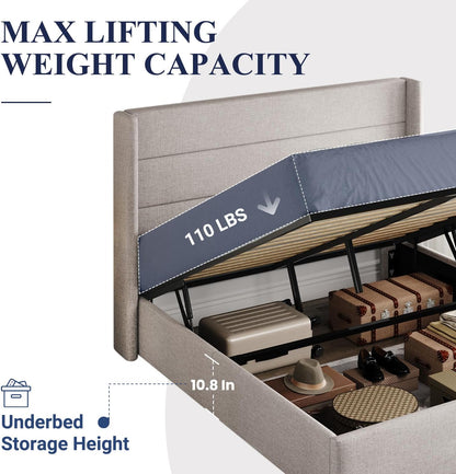 Elegant Lift-Up Storage Bed