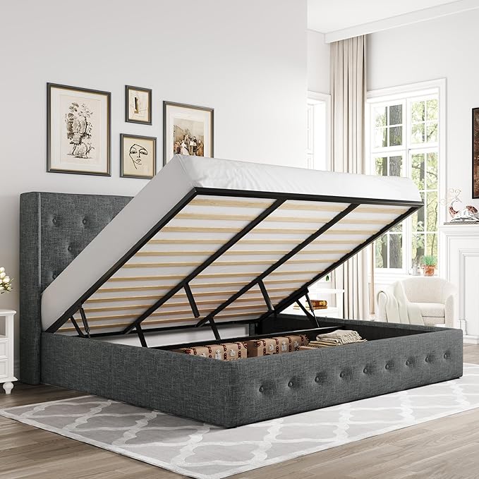 Elegant Lift-Up Storage Bed