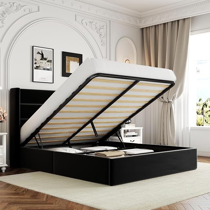 Elegant Lift-Up Storage Bed