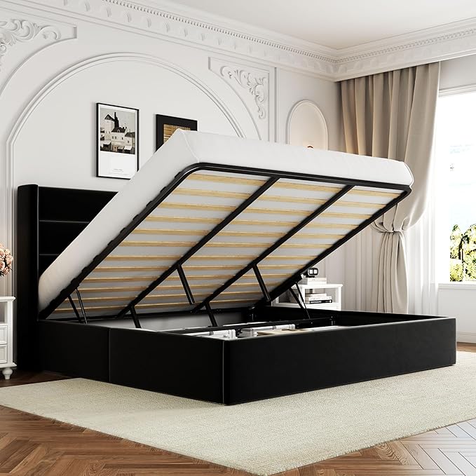 Elegant Lift-Up Storage Bed