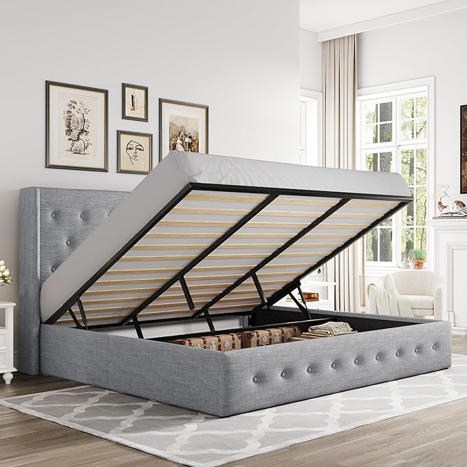 Elegant Lift-Up Storage Bed