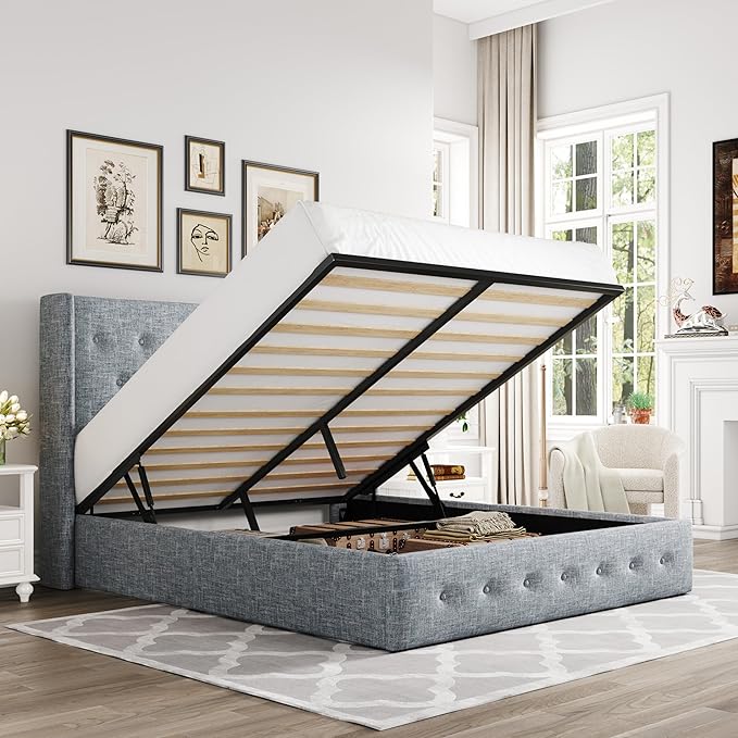 Elegant Lift-Up Storage Bed
