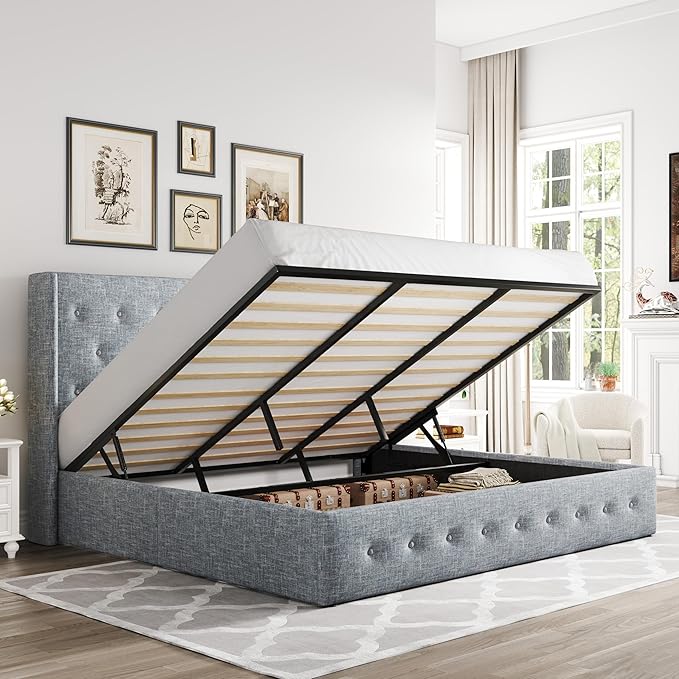 Elegant Lift-Up Storage Bed