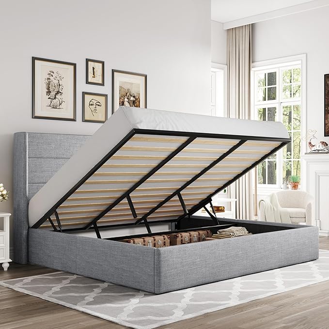 Elegant Lift-Up Storage Bed