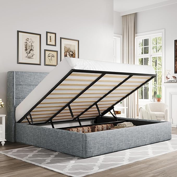 Elegant Lift-Up Storage Bed